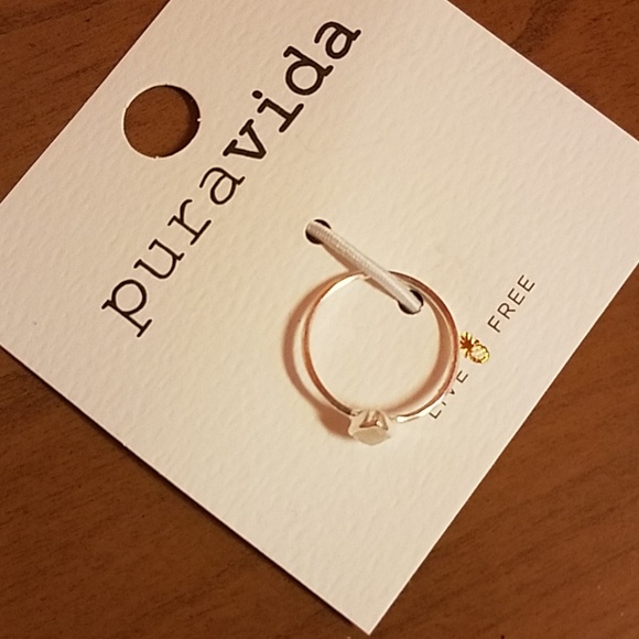 Pura Vida Half Sun Ring - Moonstone - Brass Base Band Rhodium